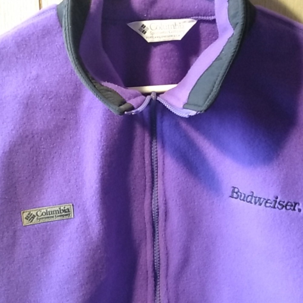 Columbia Budweiser fleece jacket purple and black